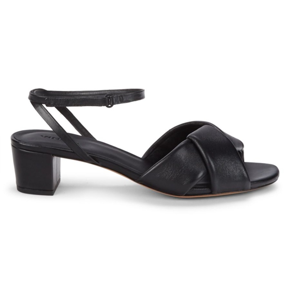 VINCE Rosalie EU37 US7 butter Italian leather black strap sandals block heel